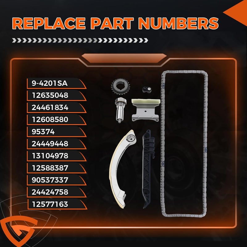 GEARCESS Engine Timing Chain Kit w/Chain Guide Rail Tensioner Sprocket fit for Chevy Equinox Captiva, fit for Buick Regal Verano, fit for GMC Terrain, fit for Pontiac, 2.0 2.2 2.4L, Replaces# 12680750 - Image 4